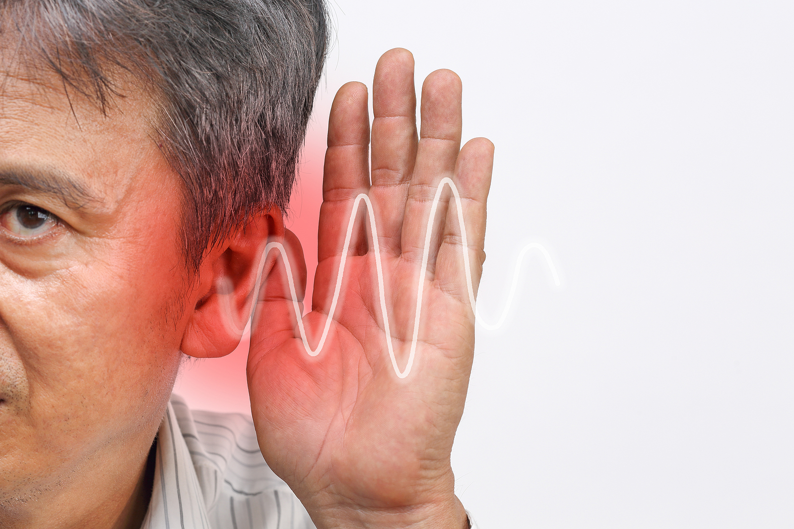 Senior man hearing loss , Hard of hearing